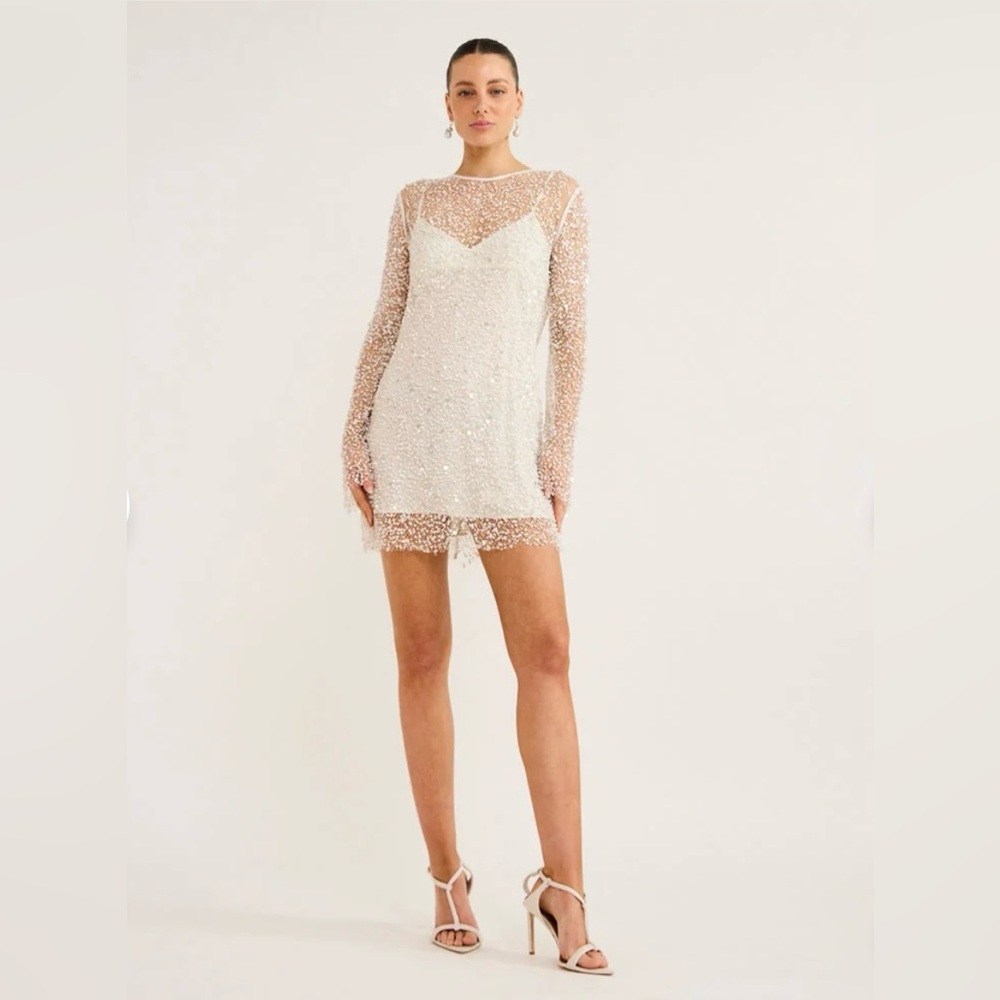 Marzia crystal-embellished gauze mini dress